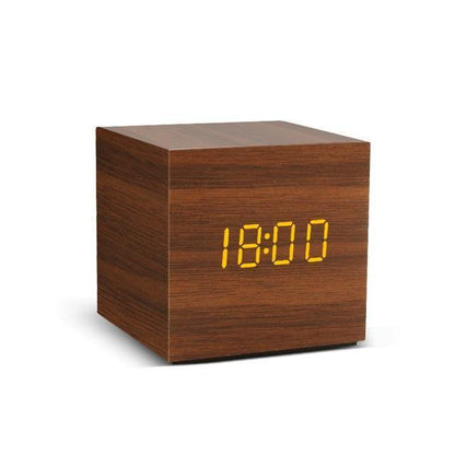 Wooden Digital LED Alarm Clock Cube