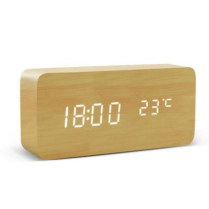 Wooden Digital LED Alarm Clock Cube