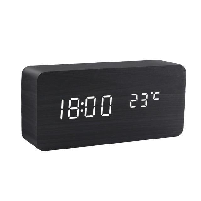 Wooden Digital LED Alarm Clock Cube