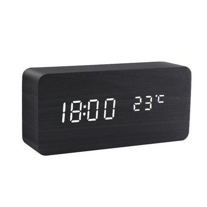 Wooden Digital LED Alarm Clock Cube