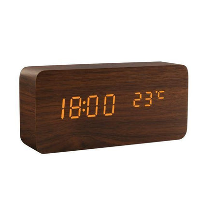 Wooden Digital LED Alarm Clock Cube