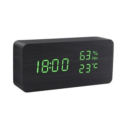 Wooden Digital LED Alarm Clock Cube