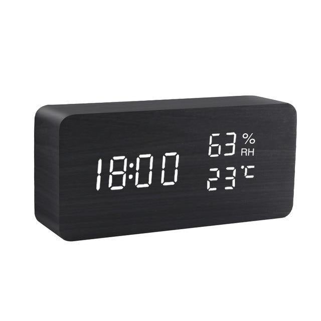 Wooden Digital LED Alarm Clock Cube