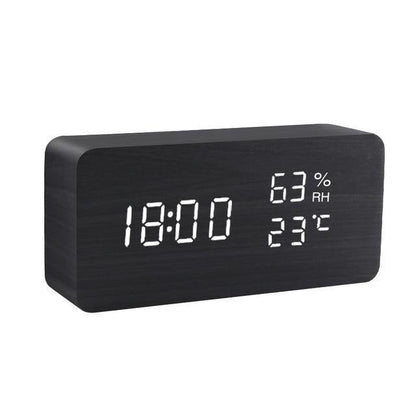 Wooden Digital LED Alarm Clock Cube