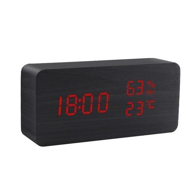 Wooden Digital LED Alarm Clock Cube