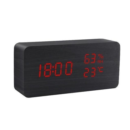Wooden Digital LED Alarm Clock Cube