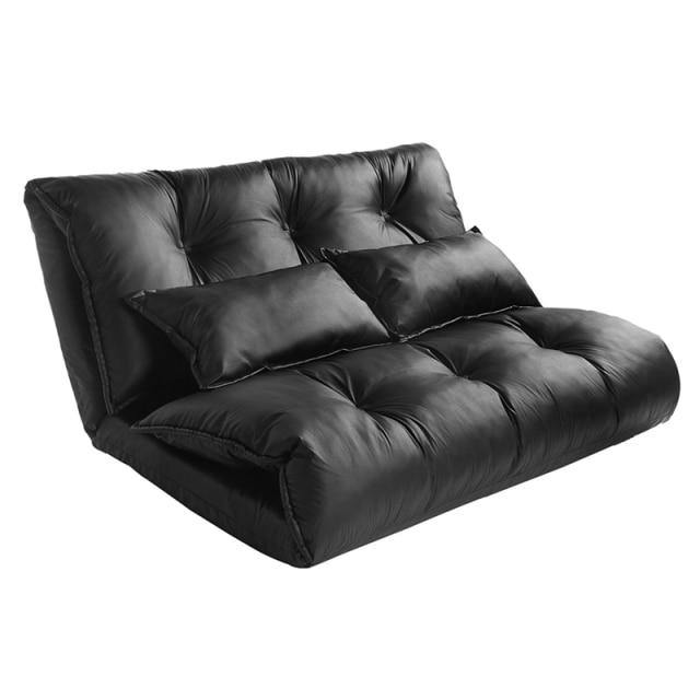 Plush Faux Leather Foldable Sleeper Sofa with Cushions