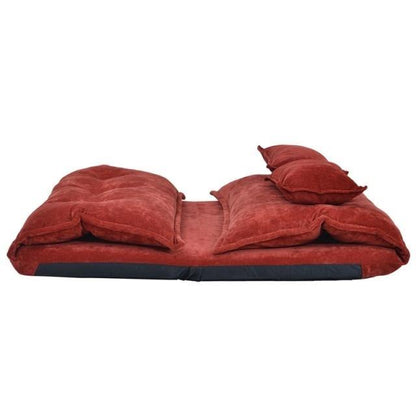 Plush Faux Leather Foldable Sleeper Sofa with Cushions