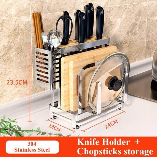 Compact Stainless Steel Kitchen Utensil Organizer Rack