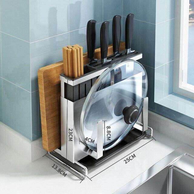Compact Stainless Steel Kitchen Utensil Organizer Rack