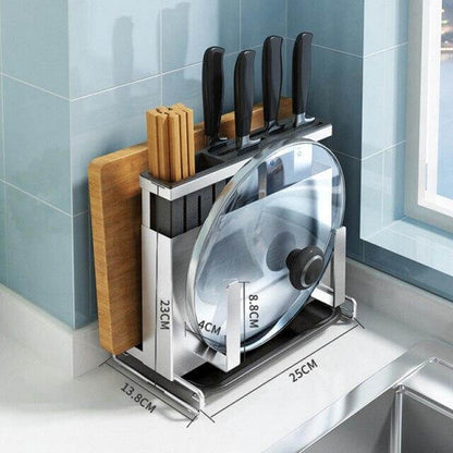 Compact Stainless Steel Kitchen Utensil Organizer Rack