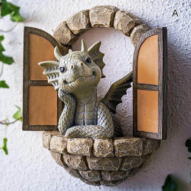 Colorful Garden Dragon Decor Wall Art