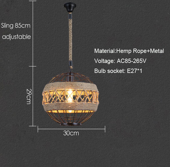 Rural Vintage Jute Ball Ceiling Lamp