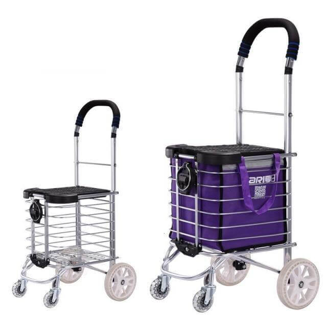 Compact Collapsible Shopping Cart On Wheels