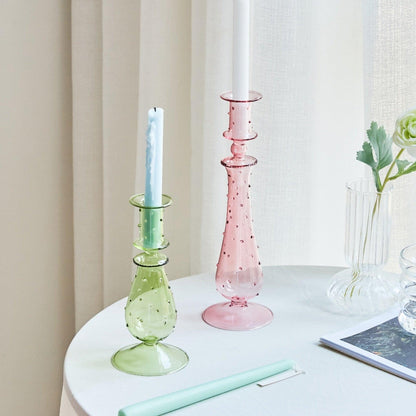 Colorful Glass Candle Stand | Decorative Home Table Centerpiece