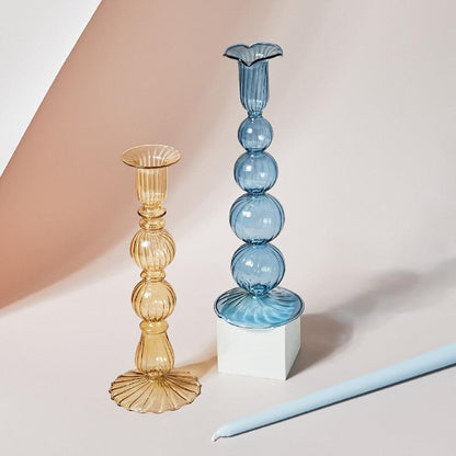 Colorful Glass Candle Stand | Decorative Home Table Centerpiece