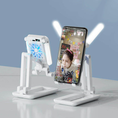 Compact Phone Holder with LED Lamp and Cooler - Luxicro