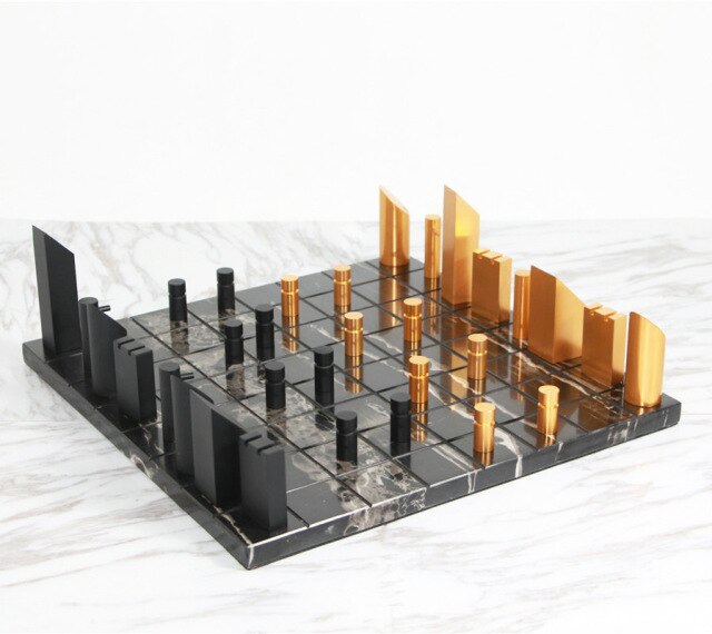 Elegant Wood Marble Chess Board Set