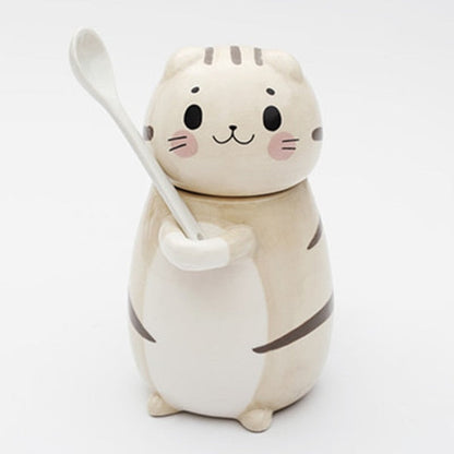 Cute Cat Porcelain Coffee Mug Set