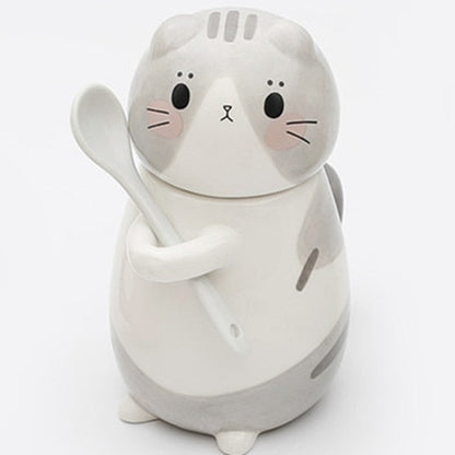 Cute Cat Porcelain Coffee Cup Set - Luxicro