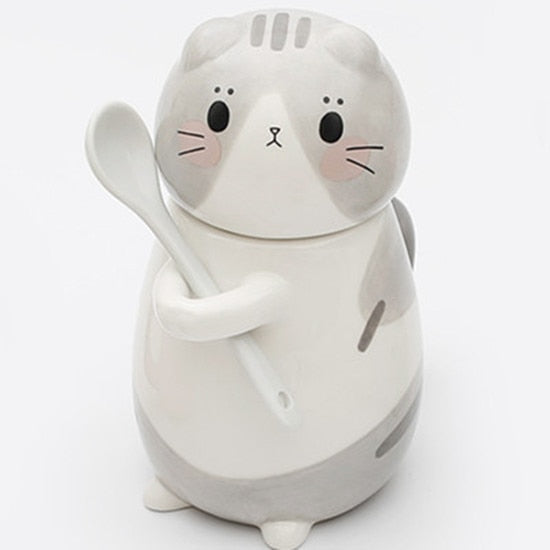 Cute Cat Porcelain Coffee Mug Set - Luxicro
