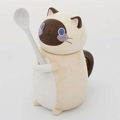 Cute Cat Porcelain Coffee Cup Set