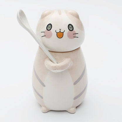 Cute Cat Porcelain Coffee Mug Set