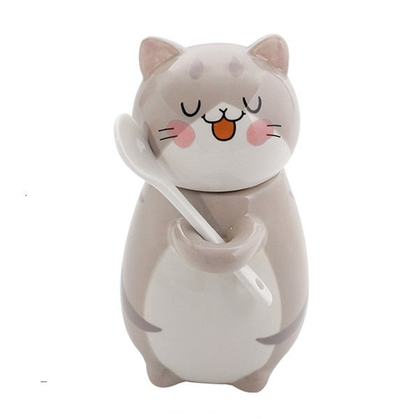 Cute Cat Porcelain Coffee Mug Set