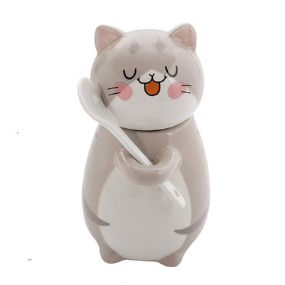 Cute Cat Porcelain Coffee Cup Set