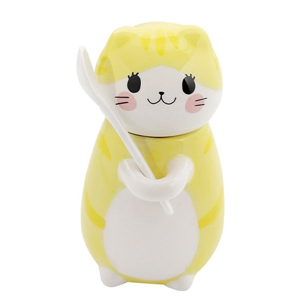 Adorable Kitty Ceramic Coffee Mug Set