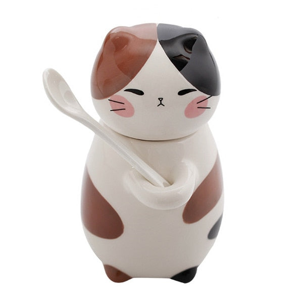 Cute Cat Porcelain Coffee Cup Set