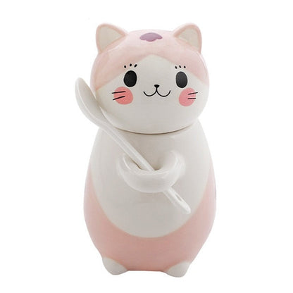 Cute Cat Porcelain Coffee Mug Set