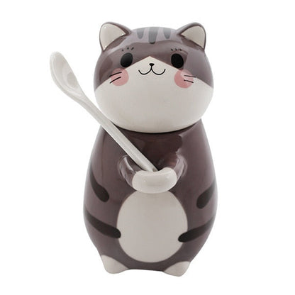 Cute Cat Porcelain Coffee Mug Set