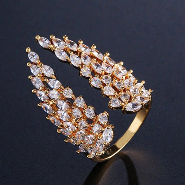 Sparkling Angel Wing Zirconia Engagement Rings - Luxicro