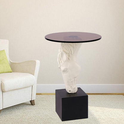 Rustic Wooden Horse Decor Table