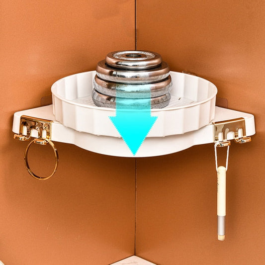 Compact White Bathroom Corner Storage Shelf - Luxicro