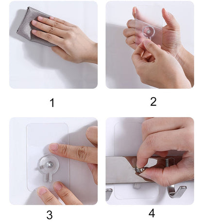Strong Clear Self Adhesive Wall Hooks 10 Pack