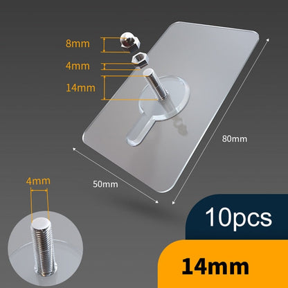 Strong Clear Self Adhesive Wall Hooks 10 Pack