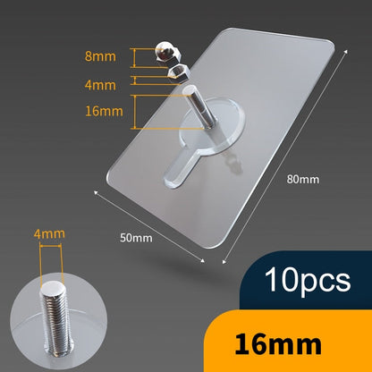 Strong Clear Self Adhesive Wall Hooks 10 Pack