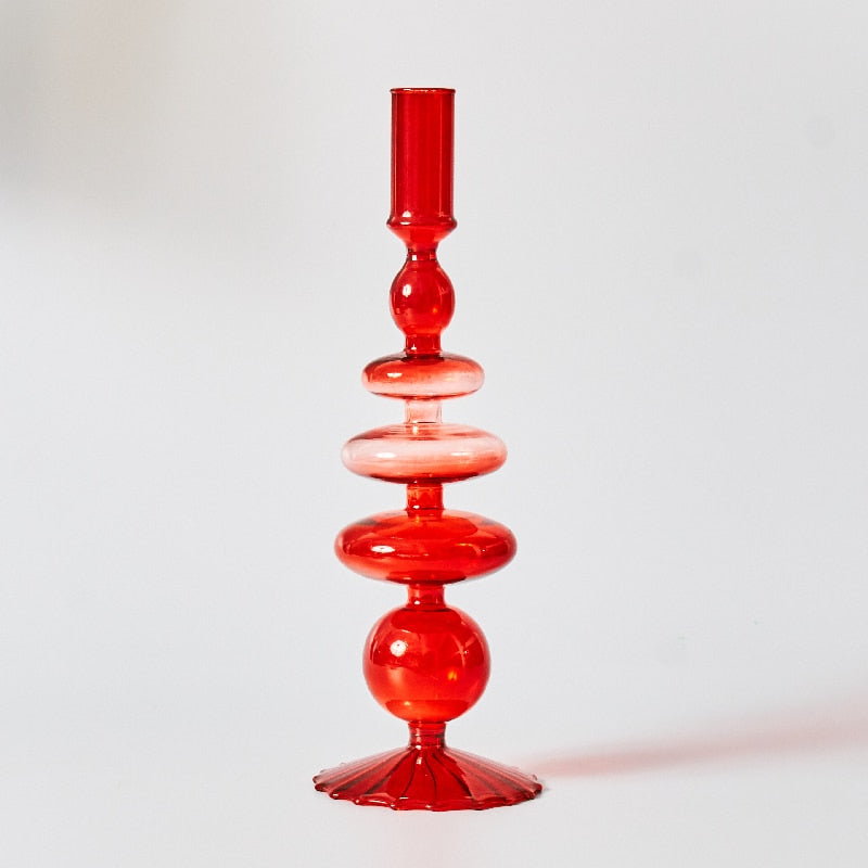 Beautiful Red Glass Candle Holder & Decorative Vase