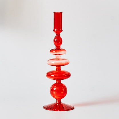 Beautiful Red Glass Candle Holder & Decorative Vase