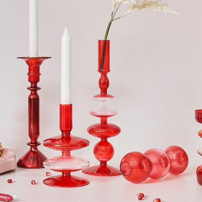 Beautiful Red Glass Candle Holder & Decorative Vase
