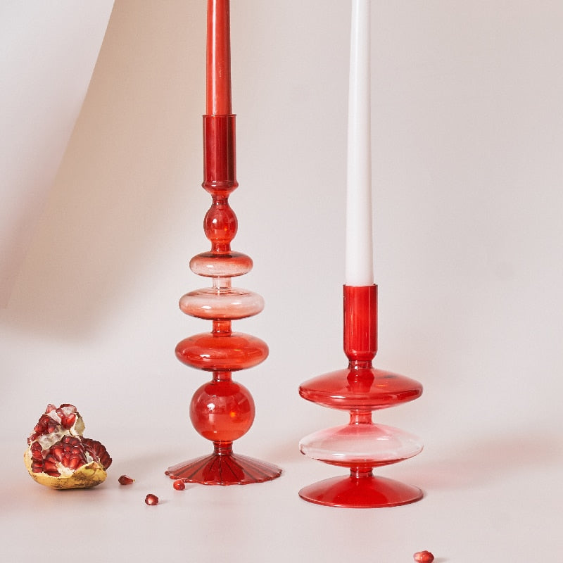 Beautiful Red Glass Candle Holder & Decorative Vase