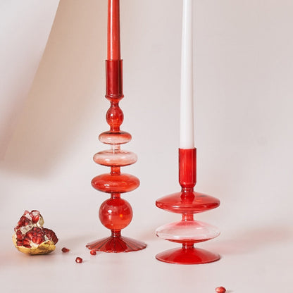 Beautiful Red Glass Candle Holder & Decorative Vase