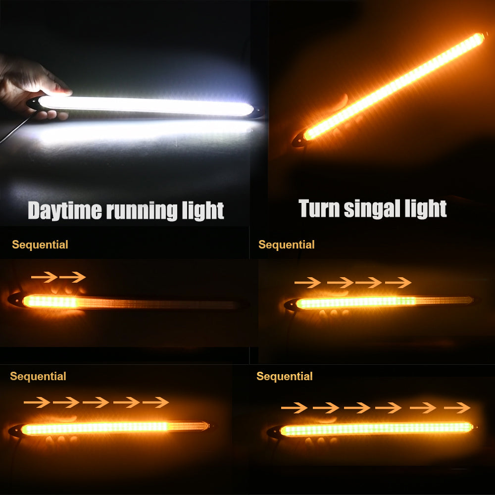 Bright 2PCS Car LED Turn Signal Light Strips Waterproof