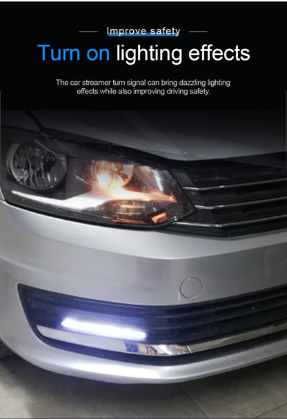 Bright 2PCS Car LED Turn Signal Light Strips Waterproof
