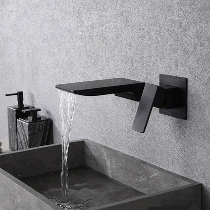 Contemporary Brushed Nickel Wall Mount Sink Faucet