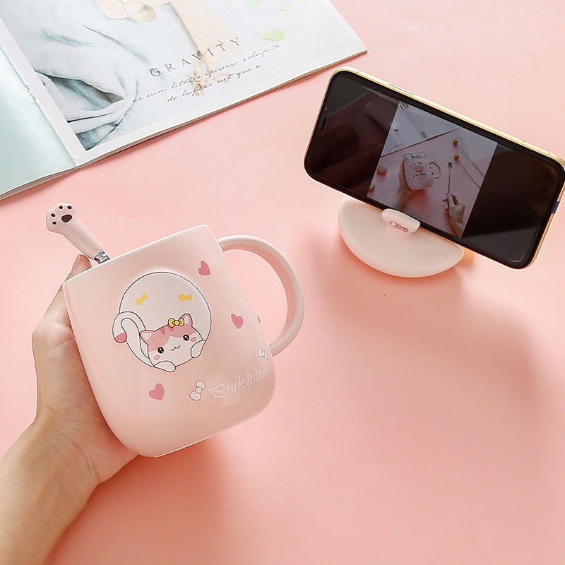 Colorful Kitty Pattern Coffee Cup Set - Luxicro