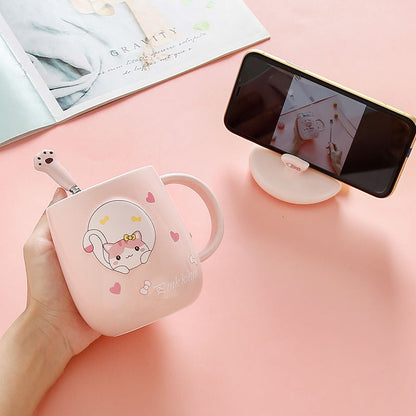 Colorful Kitty Pattern Coffee Cup Set - Luxicro