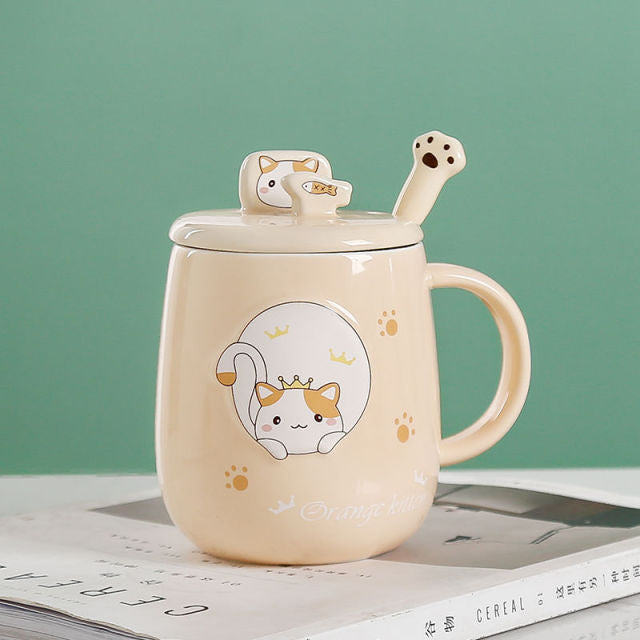 Colorful Kitty Pattern Coffee Cup Set
